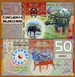 Kamberra 50 Numismas Polymer China Lunar Year 2021 UNC Ox (Bull)