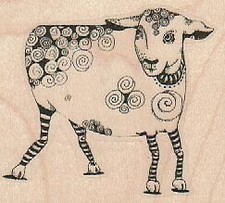 Whimsical Sheep 2 1/2 x 2 1/4" Rubber Stamp, Animal Stamp, Sheep Stamp