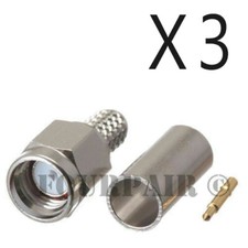 3 Pack - SMA Male Plug Crimp-On RF WiFi Antenna Connector RG58 LMR-195 Cable