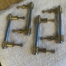 Chrome And Brass Handle Pull 4 Hardware Pieces Cabinet Drawer 4 Inches/w Screws