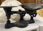 Antique Large 20”x 13 “Scale Weights & Tray Heavy Iron And Tin Tray Marked