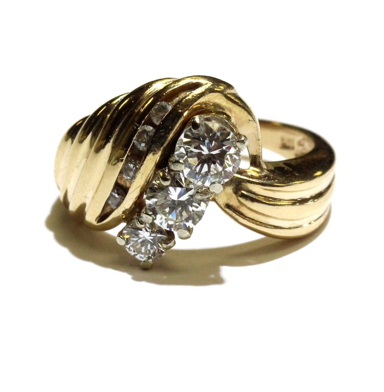 GIA certified 14k yellow gold 1.07ct SI1 G H diamond cluster ring 6.4g 7
