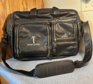 VINTAGE SULLAIR Logo Leather Zip soft briefcase, multiple compartments