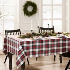 Christmas Classic Holiday Plaid Cotton Rectangle Tablecloth - Multicolor -