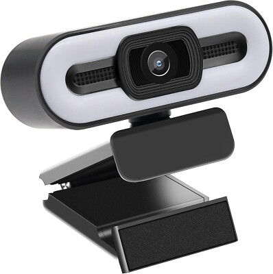 1080P Full HD Webcam，Eingebautes einstellbares Fülllicht und Dual Noise Cancelli