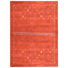 Eco-Friendly Hand Knotted Loom Silk Mix Area Rug Contemporary Rust BBLSM502
