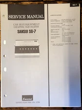 Sansui SG-7 Car Equalizer  Service Manual *Original*