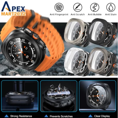 APEXMART2012 For Samsung Galaxy Watch Ultra 47mm Case Cover Tempered Glass Screen Protector