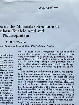 Maurice Hugh Wilkins     - Nobelpreis Medizin   1962 - original Autograph 