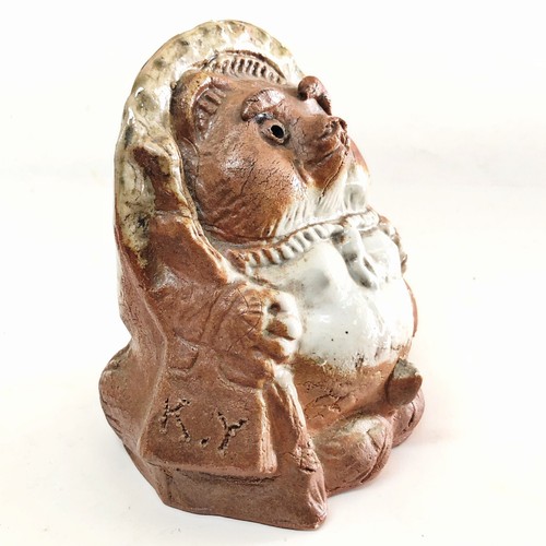 Japanese Tanuki Raccoon Dog Figure Shigaraki Pottery Talisman Lucky Charm T20 - Picture 4 of 10