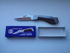double bell Klapp-Messer / Klappmesser LOCK KNIFE - Metall / braunes Holz Messer