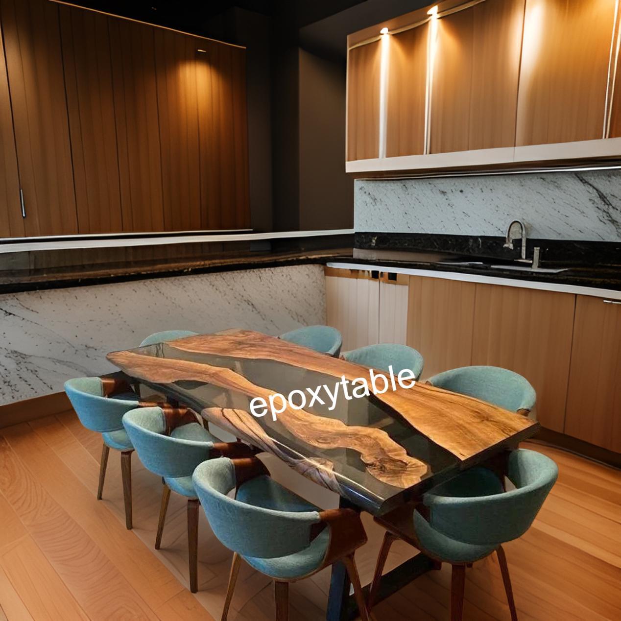 Custom Black Epoxy Resin Live Edge Wooden Coffee Side Table Top Center Table Dec