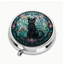 Black Cat pill box medicine Trinket NEW Free Ship 2 Inch Stocking Stuffer