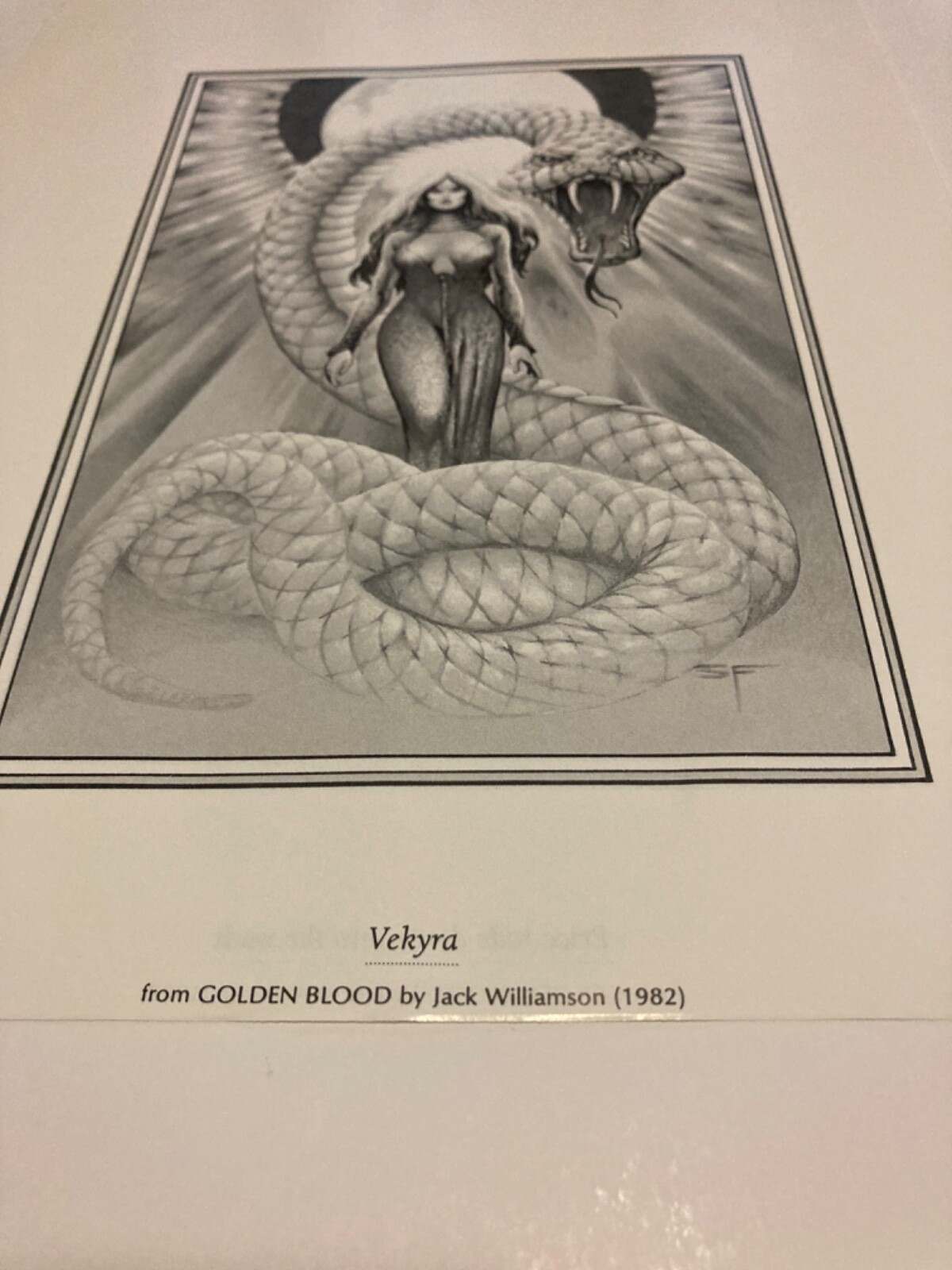 Steven E Fabian 1982 Golden Blood Art Print Woman with Giant Snake