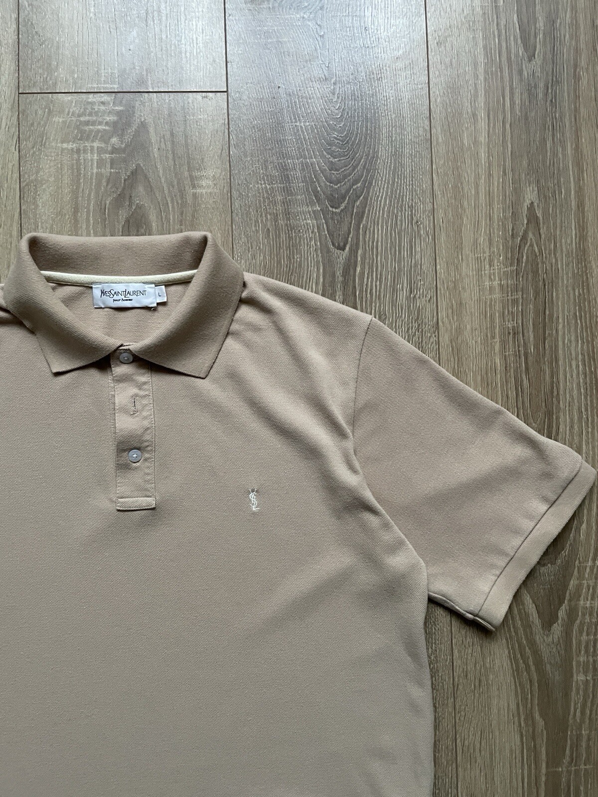Polo uomo vintage Yves Saint Laurent beige logo YSL taglia L