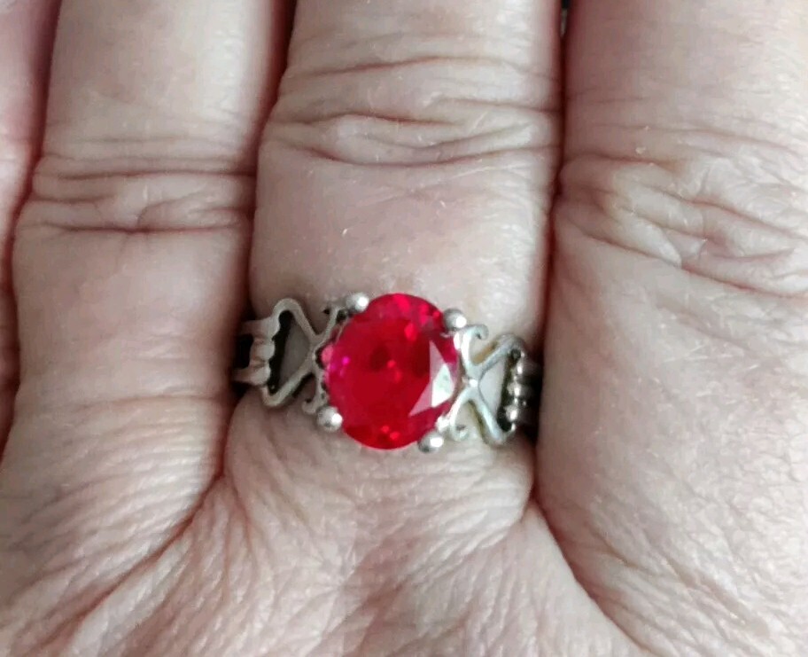 RUBY RING 925 STERLING SILVER & LAB-CREATED  SIZE… - image 3
