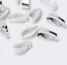 100 PENDANT SPRING SNAP BAILS 7mm x 3mm SILVER PLATED TOP QUALITY AK25