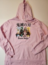 Demon Slayer Kimetsu no Yaiba Pink 4 Panel Action Pose Hoodie