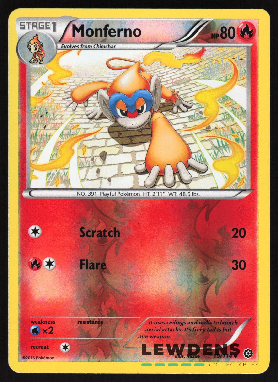 Monferno - 19/114 - Uncommon Reverse Holo - Steam Siege - Pokemon Card