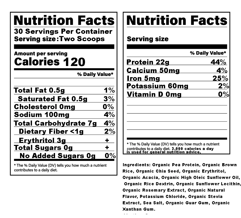 Organic Vegan Protein Powder Vanilla 30 Servings / 22 G Plant Low Calorie - Image 2 of 4