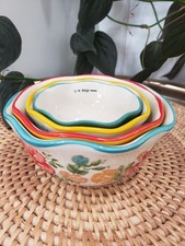 4 Pioneer Woman Measuring Cups Bowls Prep Vintage Floral Stoneware Retired