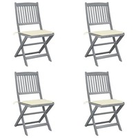 GartenstüHle Klappbar 4 StüCk Mit Kissen Massivholz Akazie Terrasse Balkon