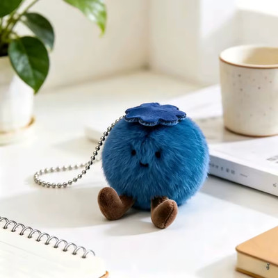 Blueberry Plush Keychain Cute Kawaii Fruit Bag Charm Lanyard Soft Doll Pendant