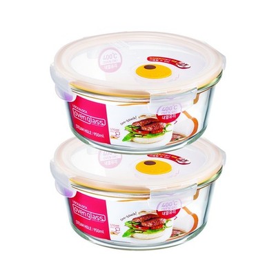 LOCK & LOCK Ovenglass Glass Round Food Storage Container with Steam Vent, 32....