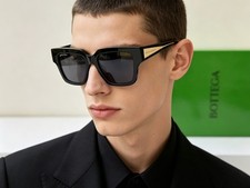 Bottega Veneta BV1276S Sunglasses 52  18-140 Black Square Dark Lens Eyewear