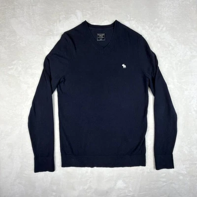 Abercrombie & Fitch Pullover Herren M Dunkelblau V-ausschnitt Wollmischung - Bild 1 von 4