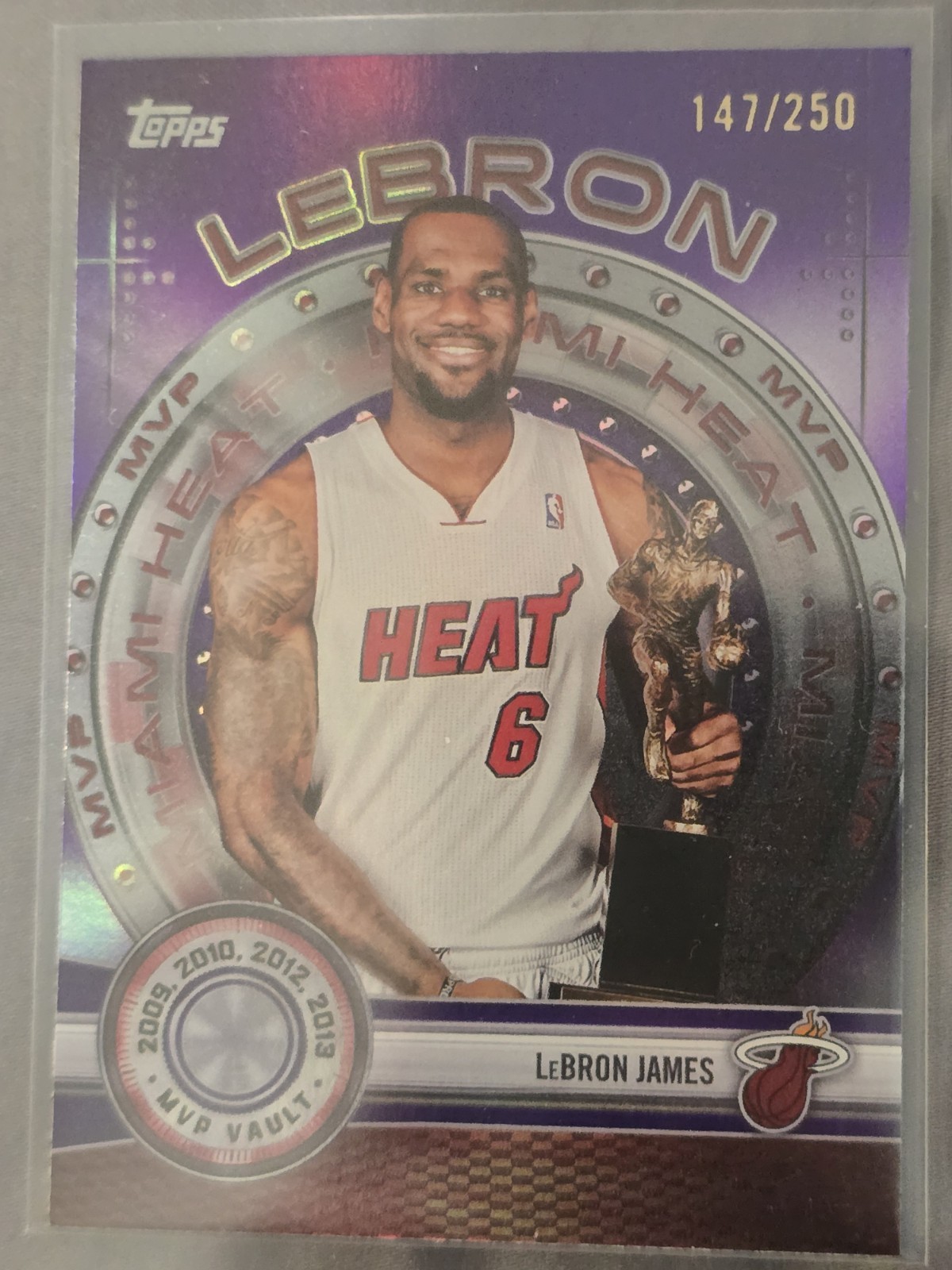 2025-26 Topps #MVP-8 LeBron James MVP Vault Purple /250 Miami Heat