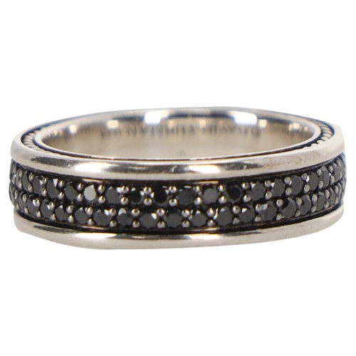 David Yurman Streamline Two-Row Band Ring With Black Diamonds In  Metal M One