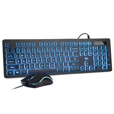 Backlit Business Keyboard Mouse Combo Optical Ergonomic PC Office Set