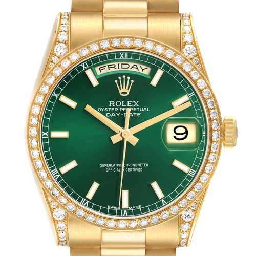 Rolex President Day-Date Yellow Gold Diamond Mens Watch 118388 Box Card