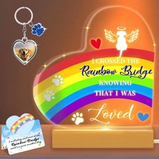 Rainbow Bridge Dog Memorial Gifts for Loss of Dog Cat, 5.9  Acrylic with LED ...