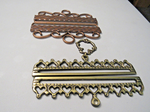 LOT OF 2 VTG BELL PULL TAPESTRY HANGERS BRASS & COPPER 2 PIECE SET HARDWARE ONLY
