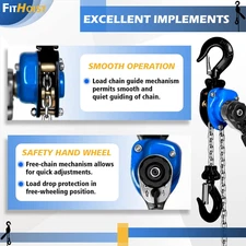 1/4Ton Chain Hoist (2-Pack) 550Lbs Capacity 10ft Lift Small Come Along Alloy Ste