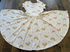 Dot Dot Smile size 5/6 girls hearts and rainbows Cap sleeve twirl dress new