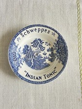 Vintage Luneville France Schweppes Indian Tonic Change Dish Blue Willow 4.5"