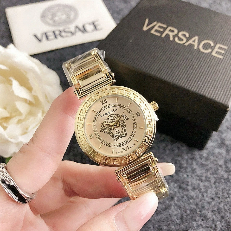 Женские элегантные кварцевые часы Versace - циферблат 32 мм, ремешок из сплава с коробкой - Изображение 2 из 4
