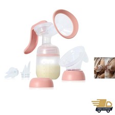 2-in-1 Breast Pump: Manual Hand Pump Hands-Free Automatic Suction Cup, Dual...