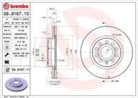 2X Brembo Bremsscheibe 09.9167.11 FüR Audi Seat Skoda Vw