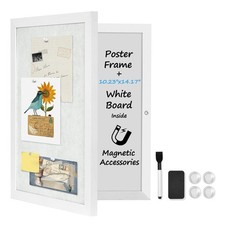 White Wooden Frame Bulletin Board with Felt, 11.8 x 15.7 inch / 30x40cm Enclo...