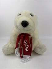 Vintage Coca-Cola 12 1993 Plush Polar Bear with Red Scarf
