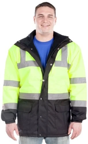 Utility Pro Nylon Quilted Hi-Vis Contractor Safety Jacket, Yellow/Hi-Vis Green - Image 3 of 4