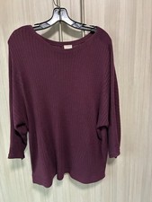 chicos size 3 knit top 3/4 sleeves, eggplant ...