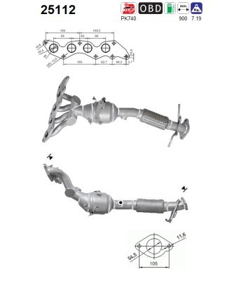 Katalysator FÜR Mazda 3 (Bk), Mazda 3 Stufenheck (Bk), Mazda 5 (Cr) - AS 25112-image