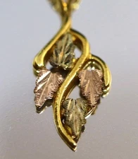 Landstrom's  Black Hills Gold Tri-Color Leaf Pearl Pendant 14k  