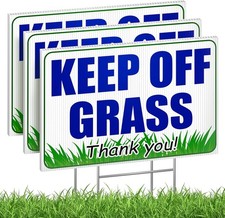 3 Pcs Keep Off Grass Signs with Stakes Do Not Walk On Grass Signs for Yard Lawn