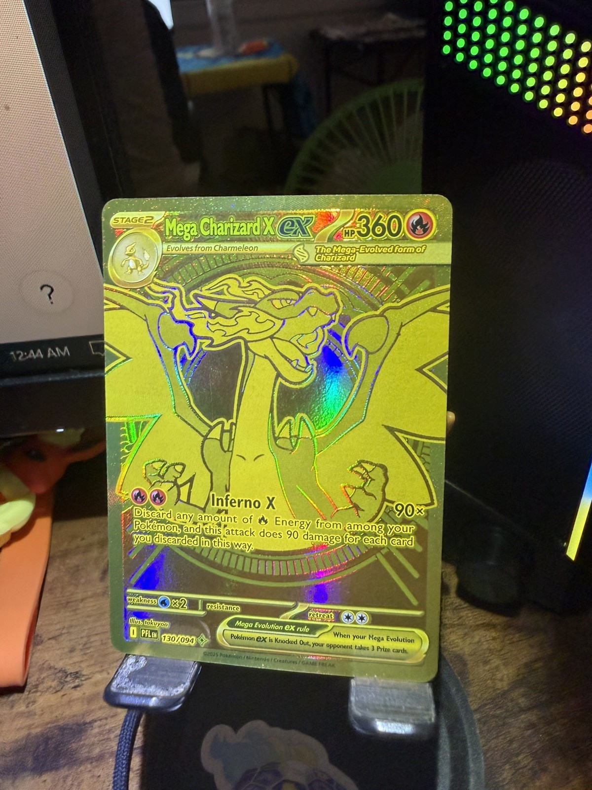 Mega Charizard X ex Gold Hyper Rare 130/094 Pokemon Phantasmal Flames English view 1